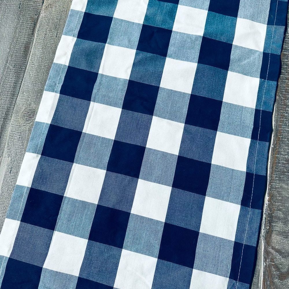 Farmhouse Navy Blue Plaid Checkered Table Runner